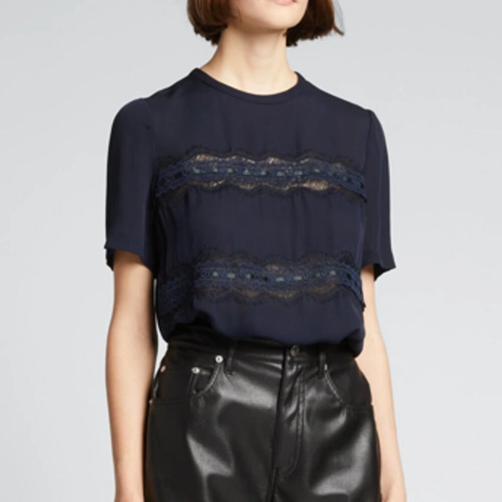 Rebecca Taylor lace inset SILK Top